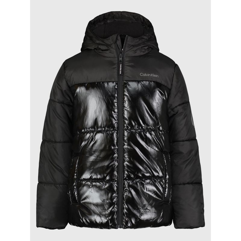 CALVIN KLEIN - Parka Niño Shiny Blocked Negro Calvin Klein