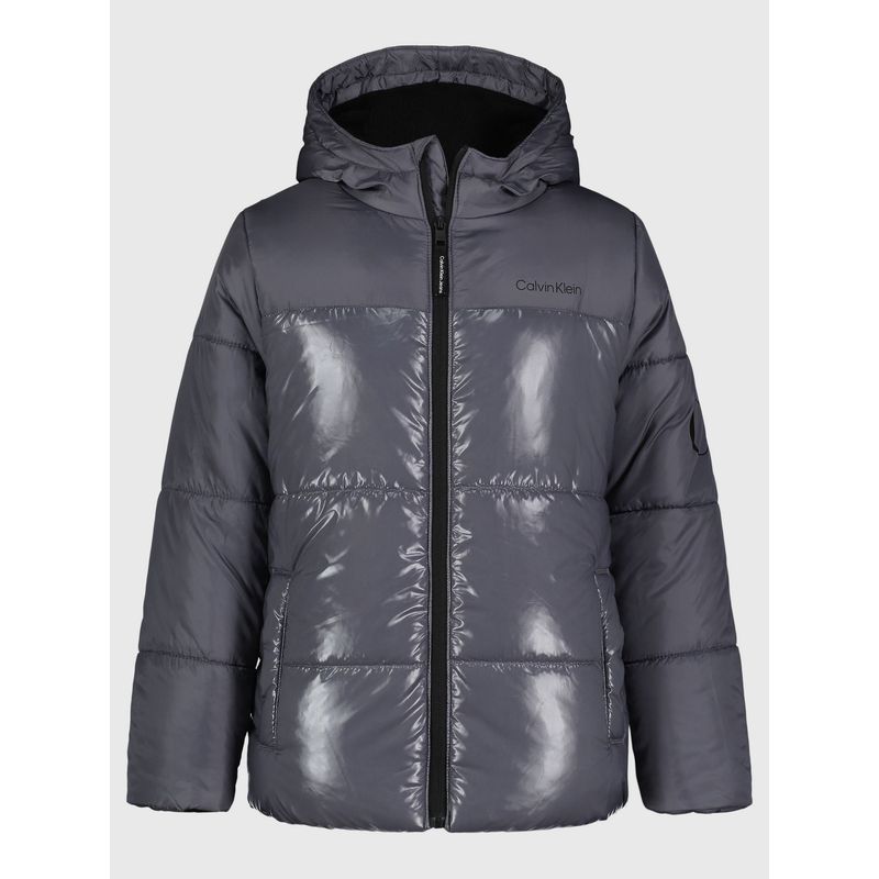 CALVIN KLEIN - Parka Niño Shiny Blocked Gris Calvin Klein