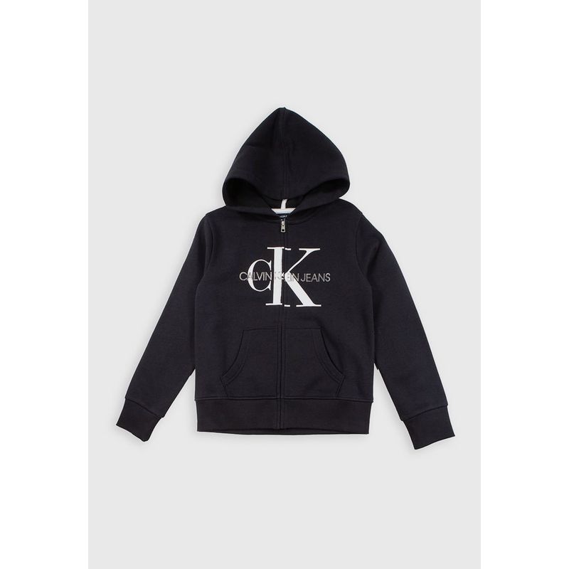 CALVIN KLEIN - Polerón con Gorro Niña Monogram Negro Calvin Klein