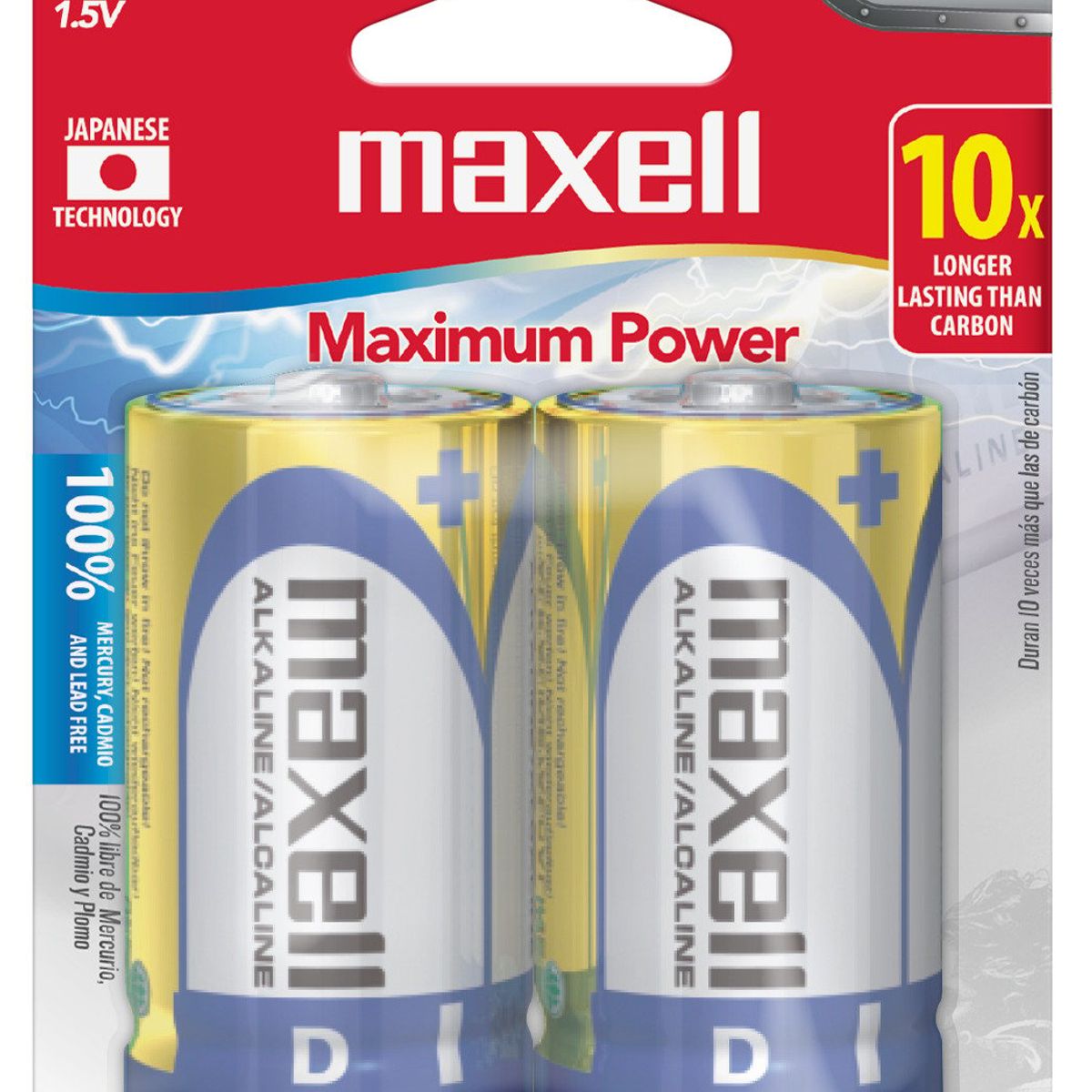MAXELL - Pack 2 Pilas Alcalinas Maxell Tipo D