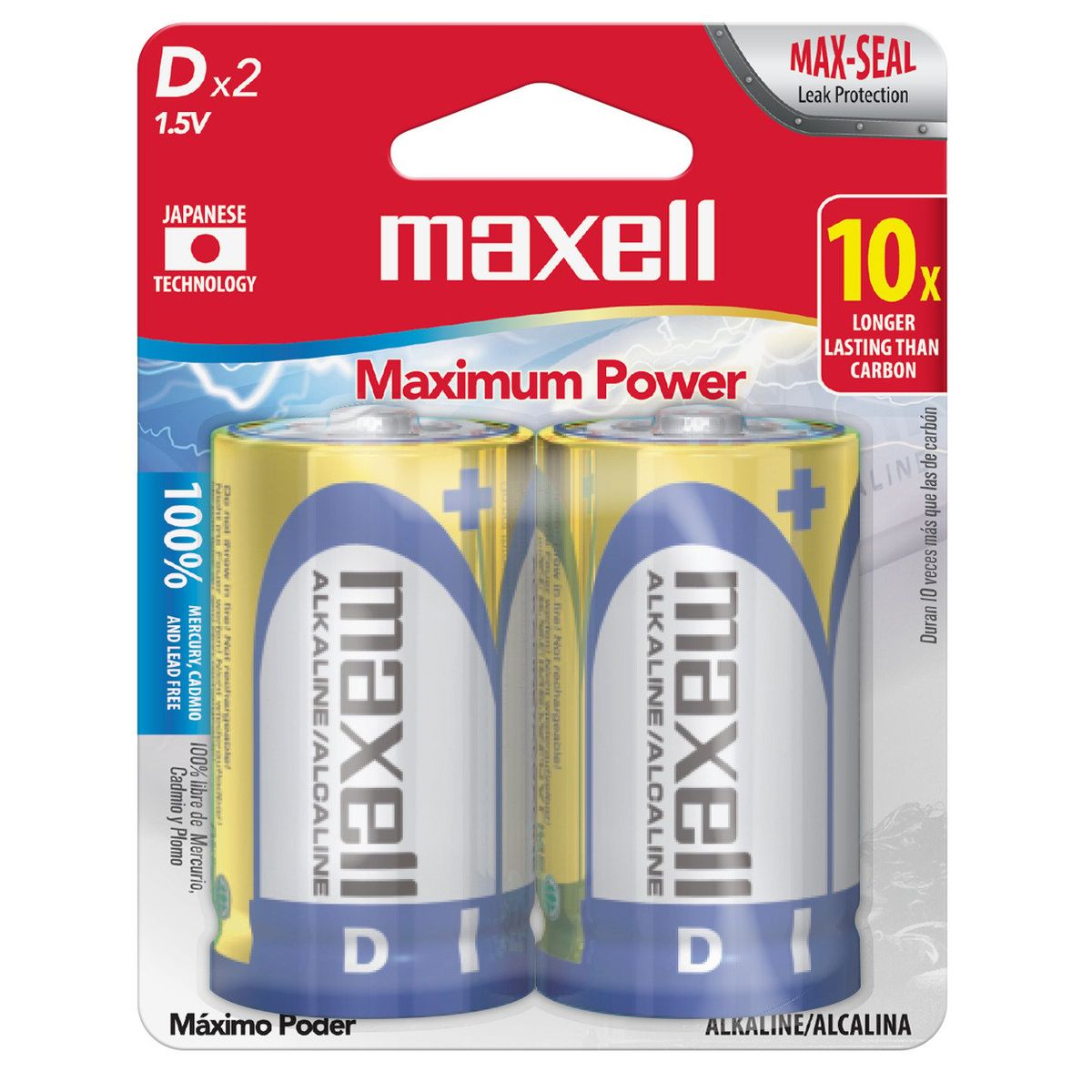 MAXELL - Pack 2 Pilas Alcalinas Maxell Tipo D