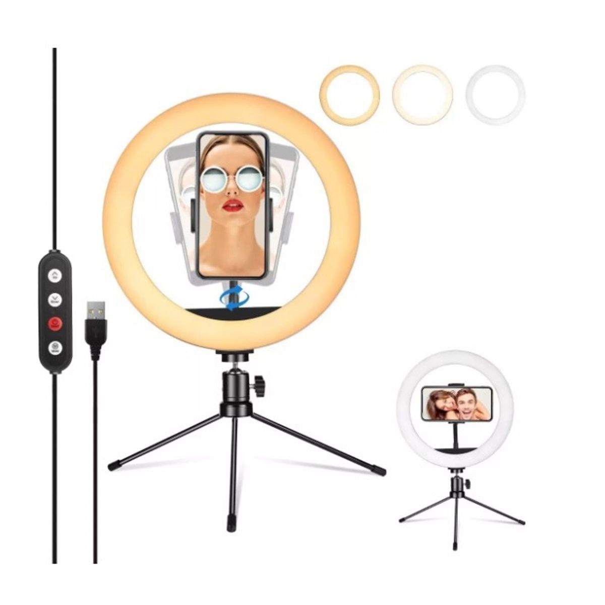 GENERICO - Lámpara Aro Luz Fotografia Led Selfie Tiktok Mini Trípode