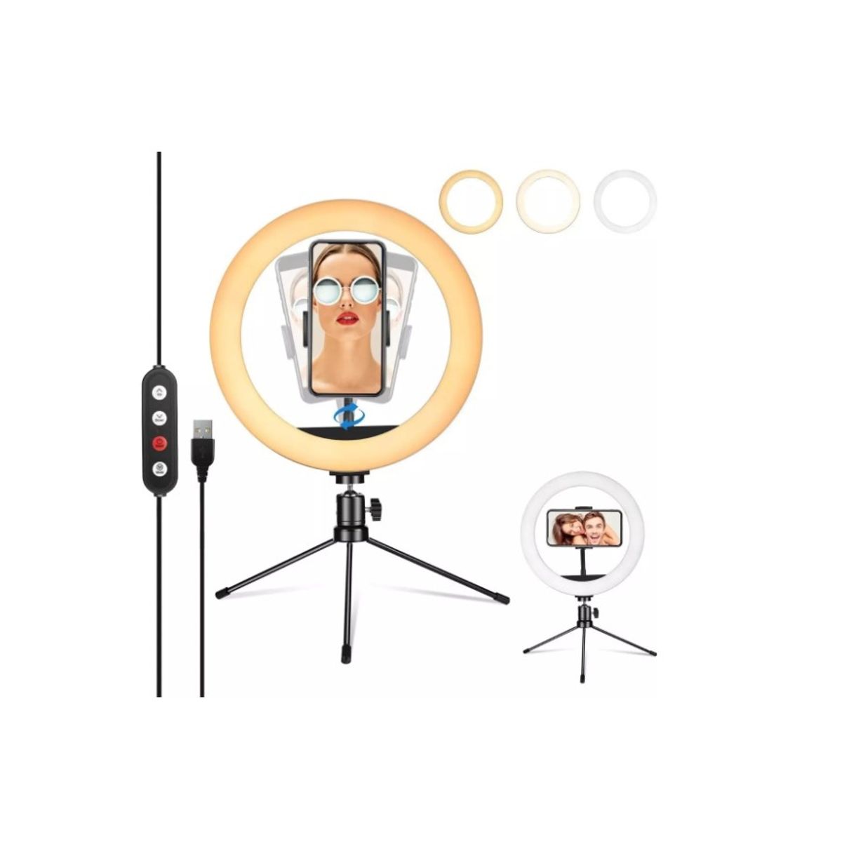 GENERICO - Lámpara Aro Luz Fotografia Led Selfie Tiktok Mini Trípode