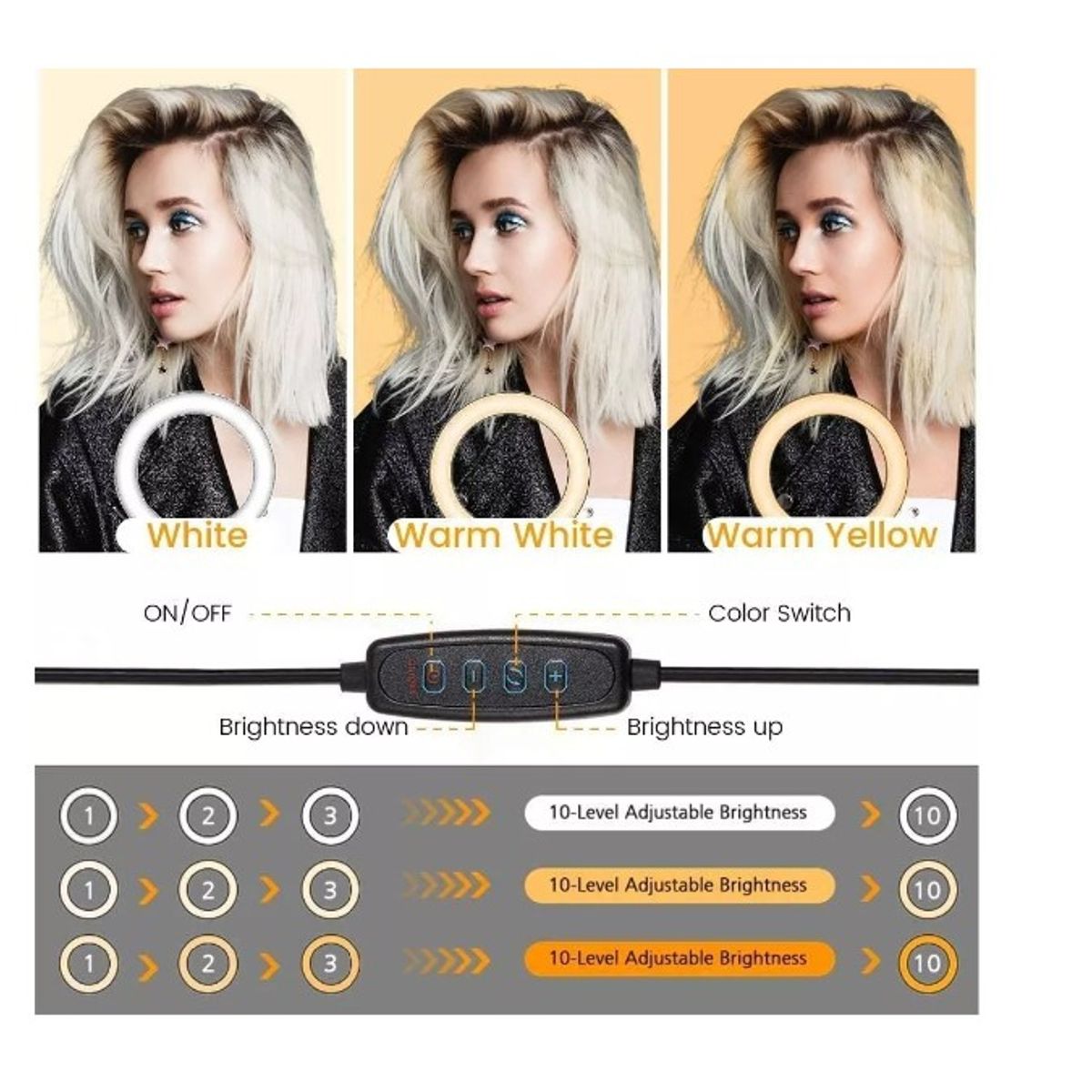 GENERICO - Lámpara Aro Luz Fotografia Led Selfie Tiktok Mini Trípode