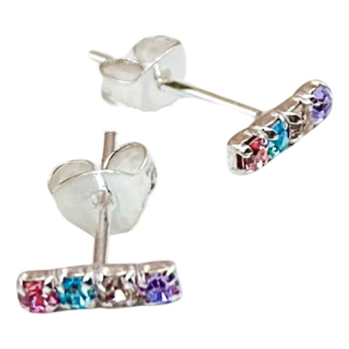 GENERICO - Aros Barrita De Colores Circones Plata Ley 925 Mas Estuche