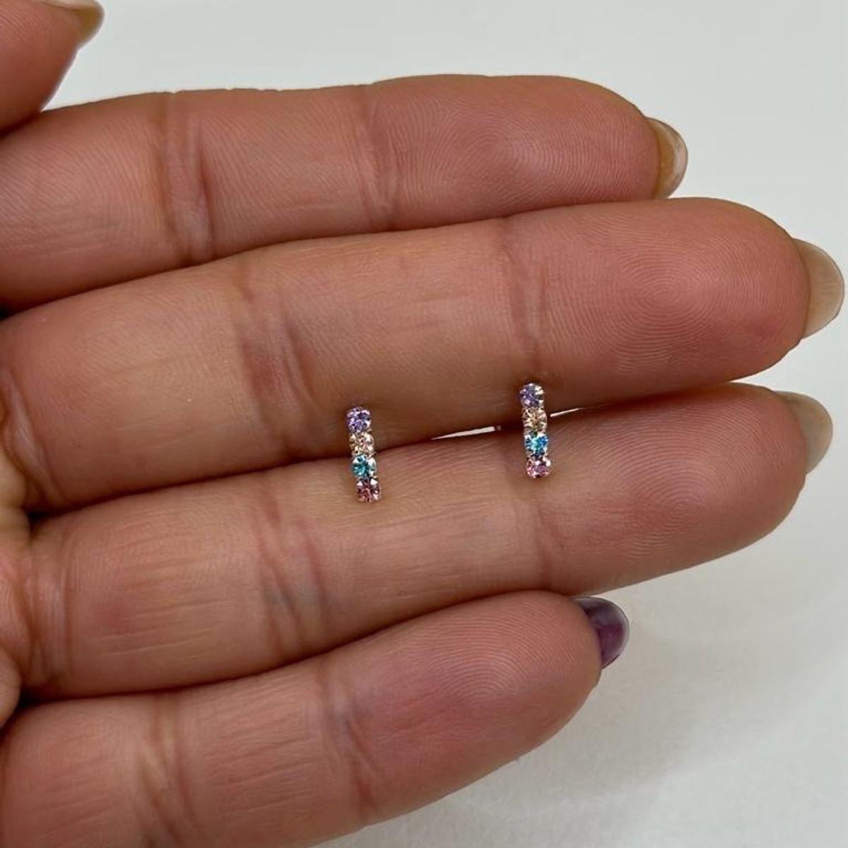 GENERICO - Aros Barrita De Colores Circones Plata Ley 925 Mas Estuche