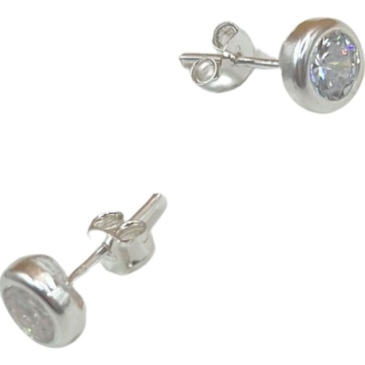 GENERICO - Aros Punto De Luz 6 Mm Circon Suizo Plata Italiana Ley 925