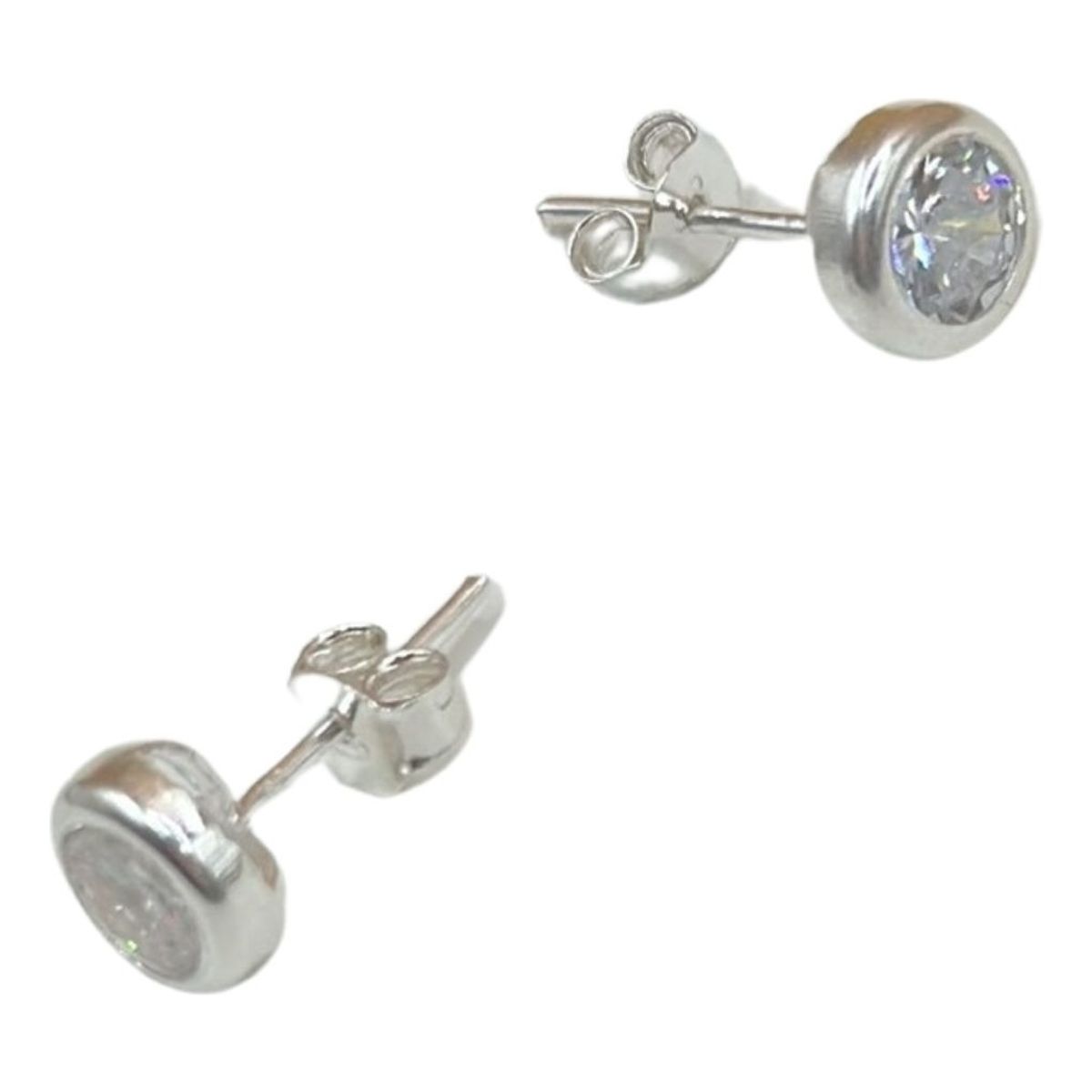 GENERICO - Aros Punto De Luz 6 Mm Circon Suizo Plata Italiana Ley 925