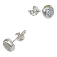 GENERICO - Aros Punto De Luz 6 Mm Circon Suizo Plata Italiana Ley 925