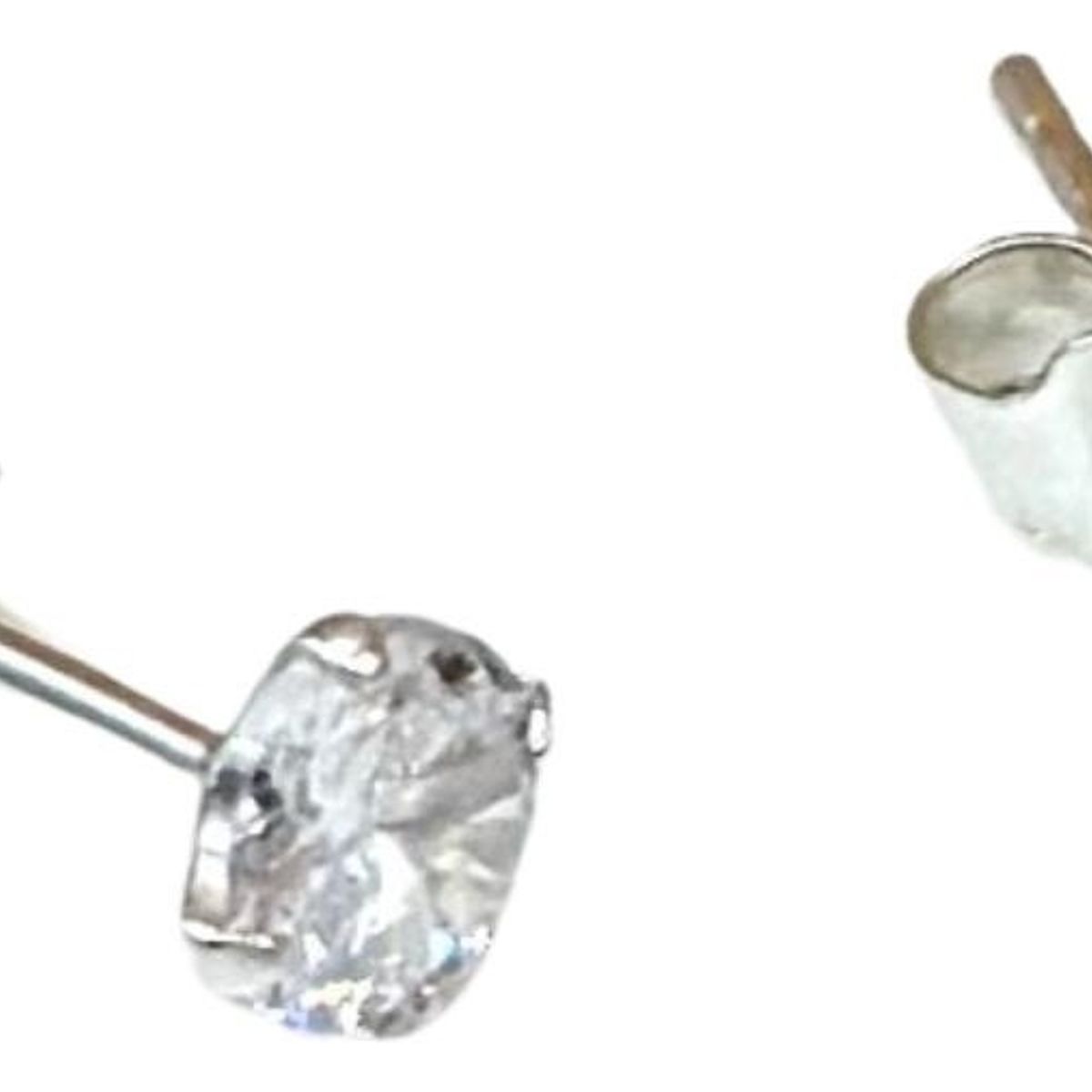 GENERICO - Aros Punto De Luz 4 Mm Con Grifas Plata Ley 925 Mas Estuche