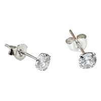 Aros Punto De Luz 4 Mm Con Grifas Plata Ley 925 Mas Estuche