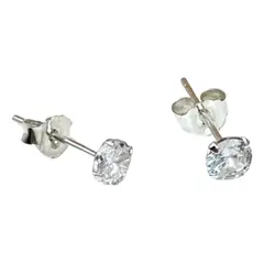 GENERICO - Aros Punto De Luz 4 Mm Con Grifas Plata Ley 925 Mas Estuche