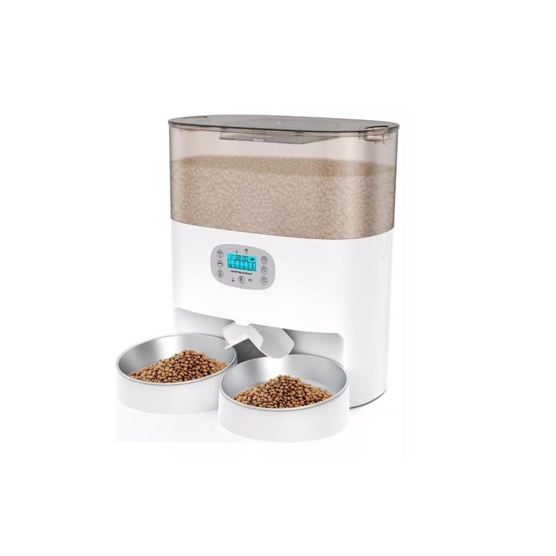 GENERICO - Dispensador Automático Comida Gato Doble Plato 5.6 L