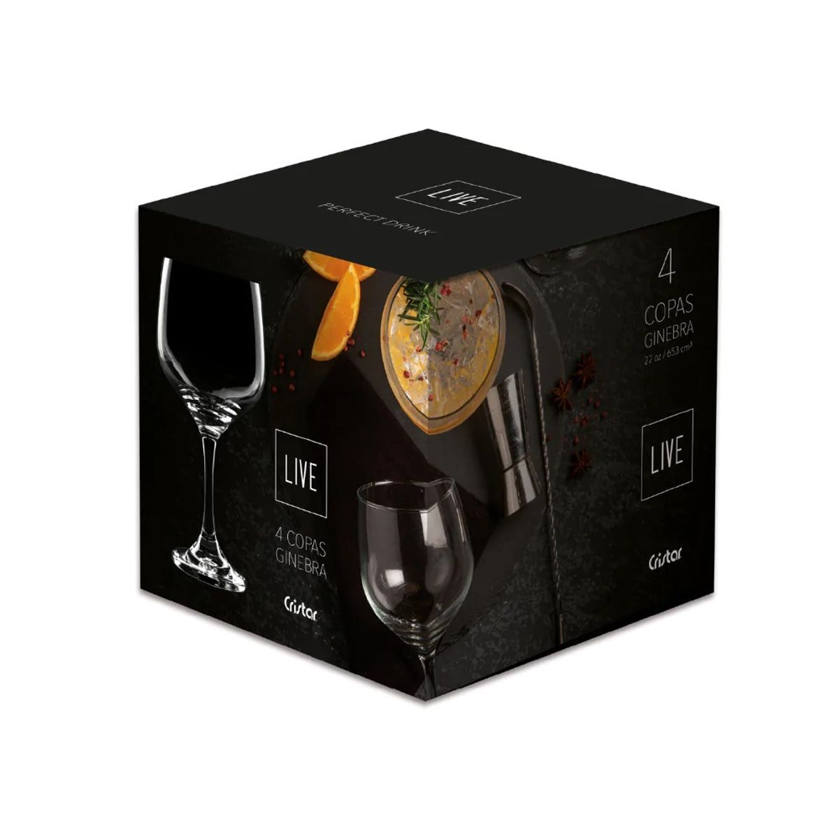 GENERICO - Set 4 Copas Para Gin Tonic Cocktail Vidrio De 653 Ml