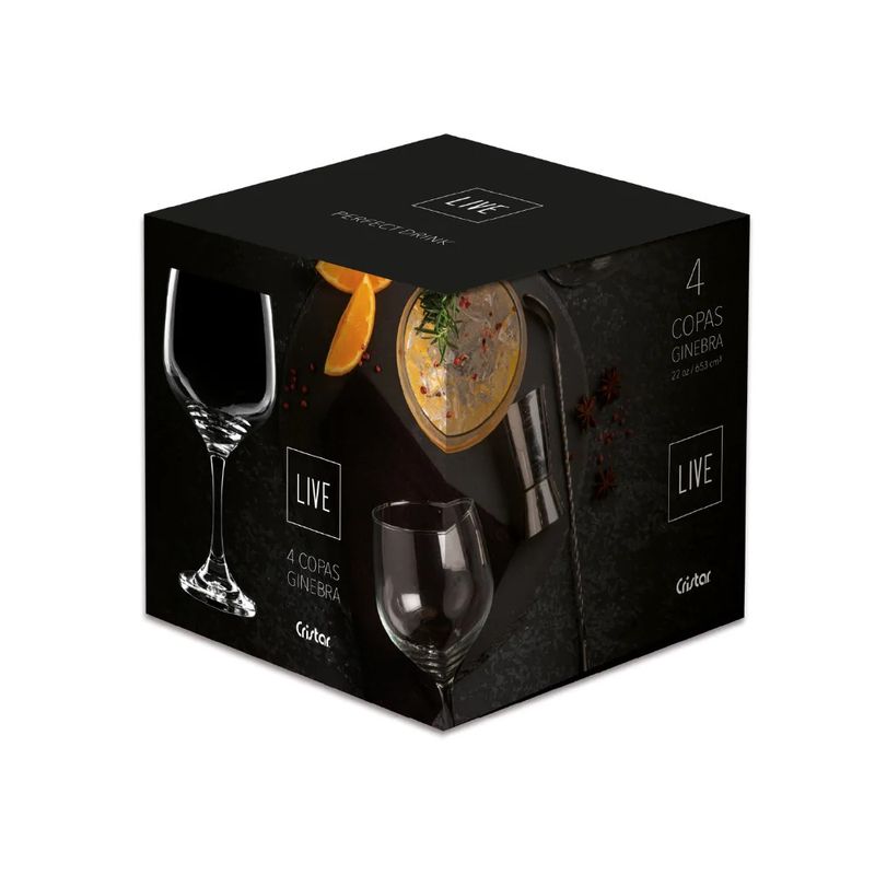 GENERICO - Set 4 Copas Para Gin Tonic Cocktail Vidrio De 653 Ml