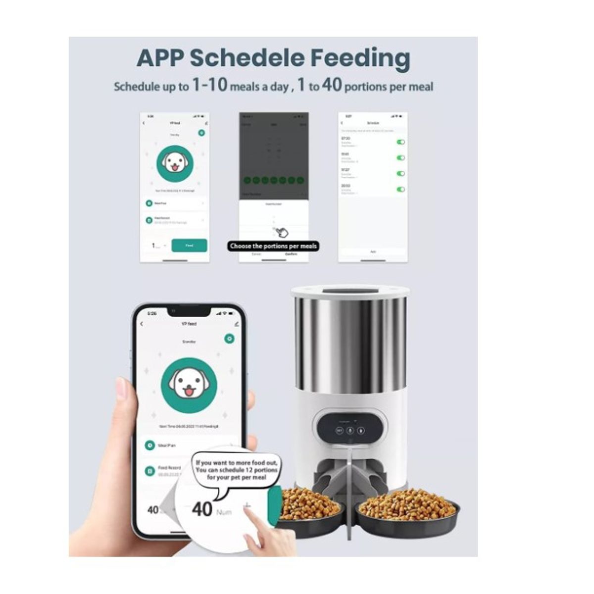 GENERICO - Dispensador De Comida Automático De 45l Para Perros Con App