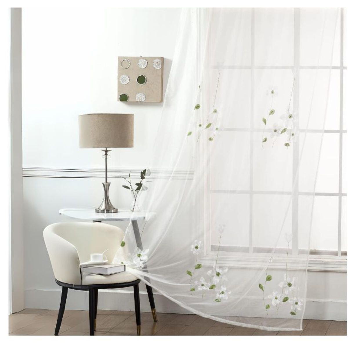 GENERICO - Visillos blancos con diseño bordados 230x140cm