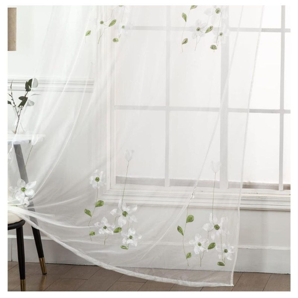 GENERICO - Visillos blancos con diseño bordados 230x140cm