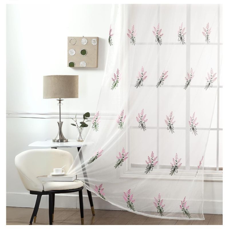 GENERICO - Visillos blancos con diseño bordados 230x140cm