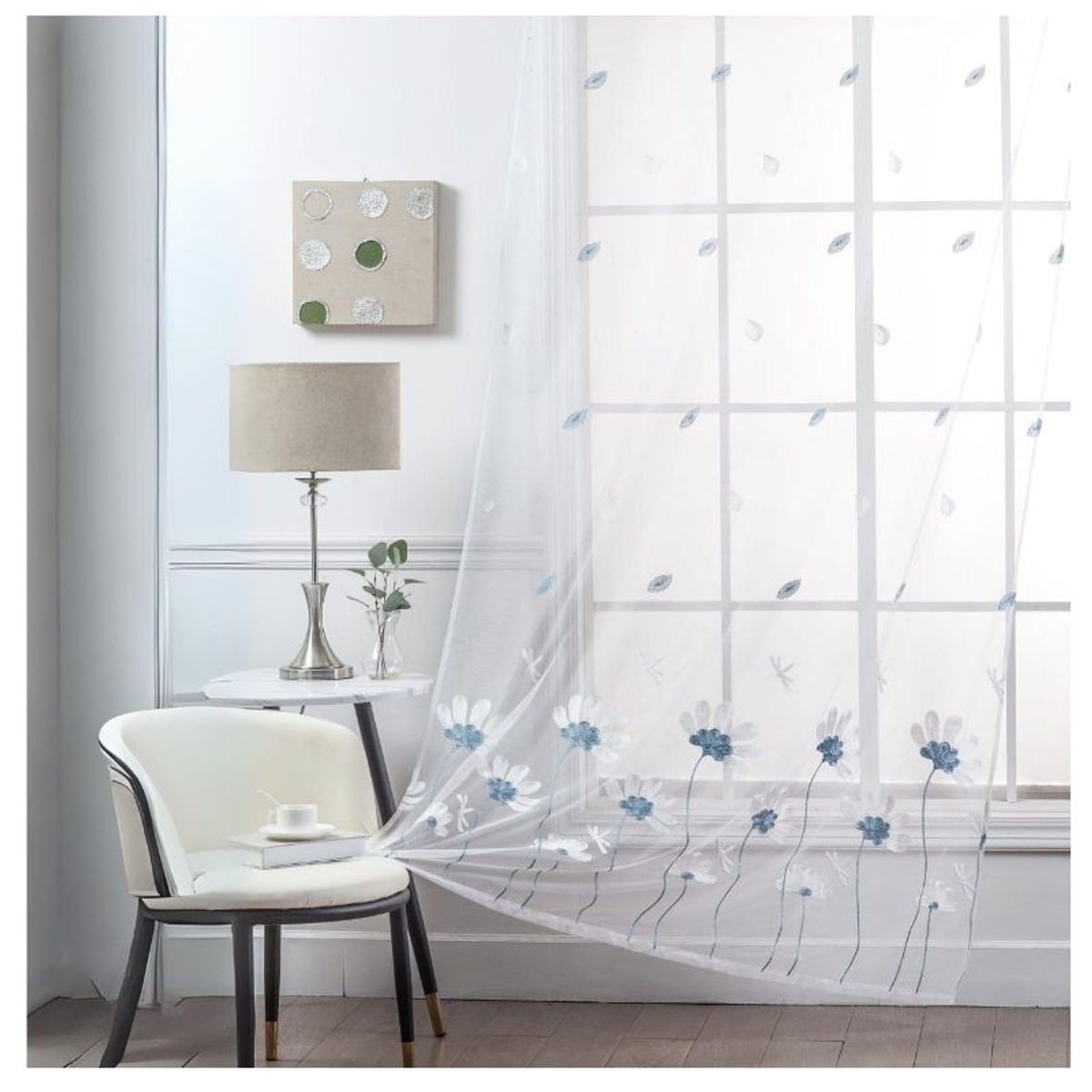 GENERICO - Visillos blancos con diseño bordados 230x140cm