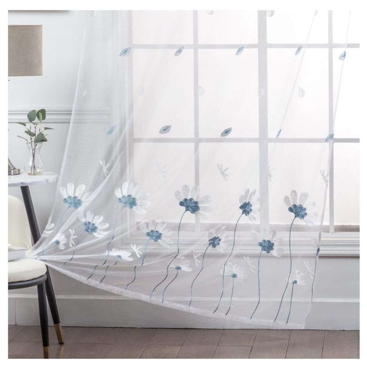 GENERICO - Visillos blancos con diseño bordados 230x140cm