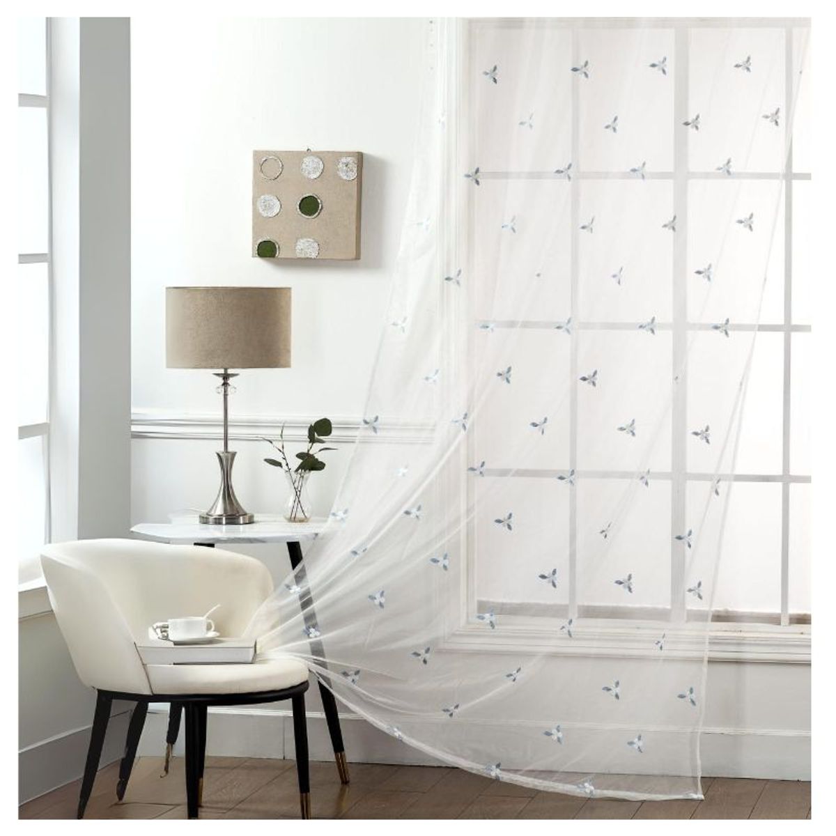 GENERICO - Visillos blancos con diseño bordados 230x140cm