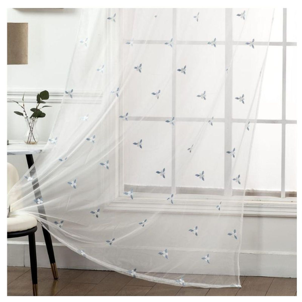 GENERICO - Visillos blancos con diseño bordados 230x140cm