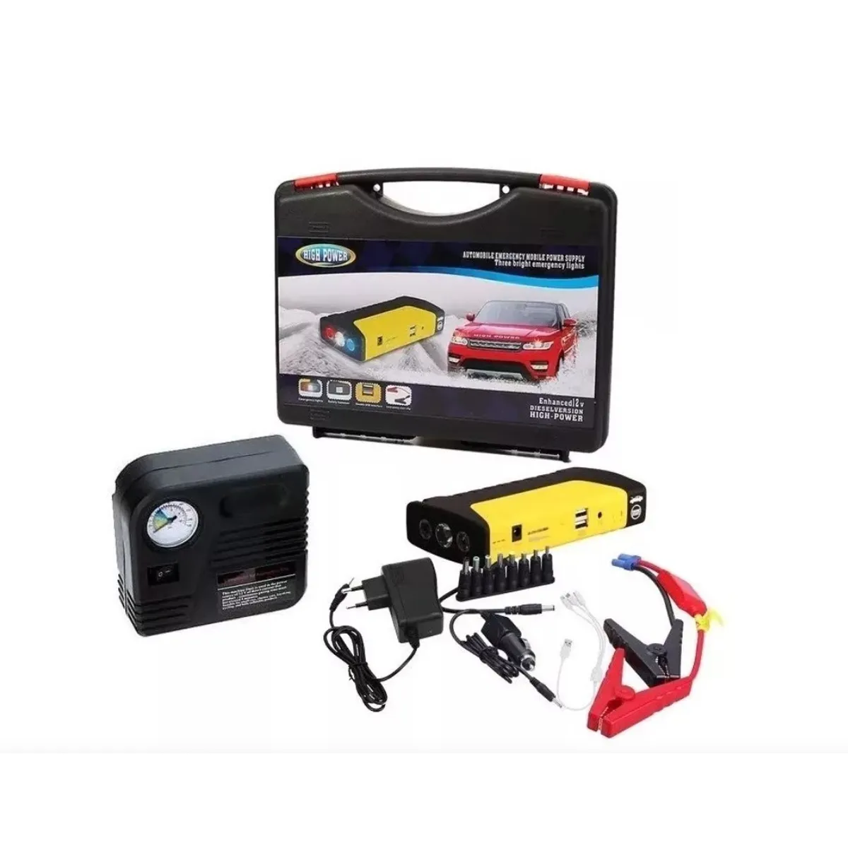GENERICO - Partidor De Auto Batería Powerbank + Compresor 12v / 209009