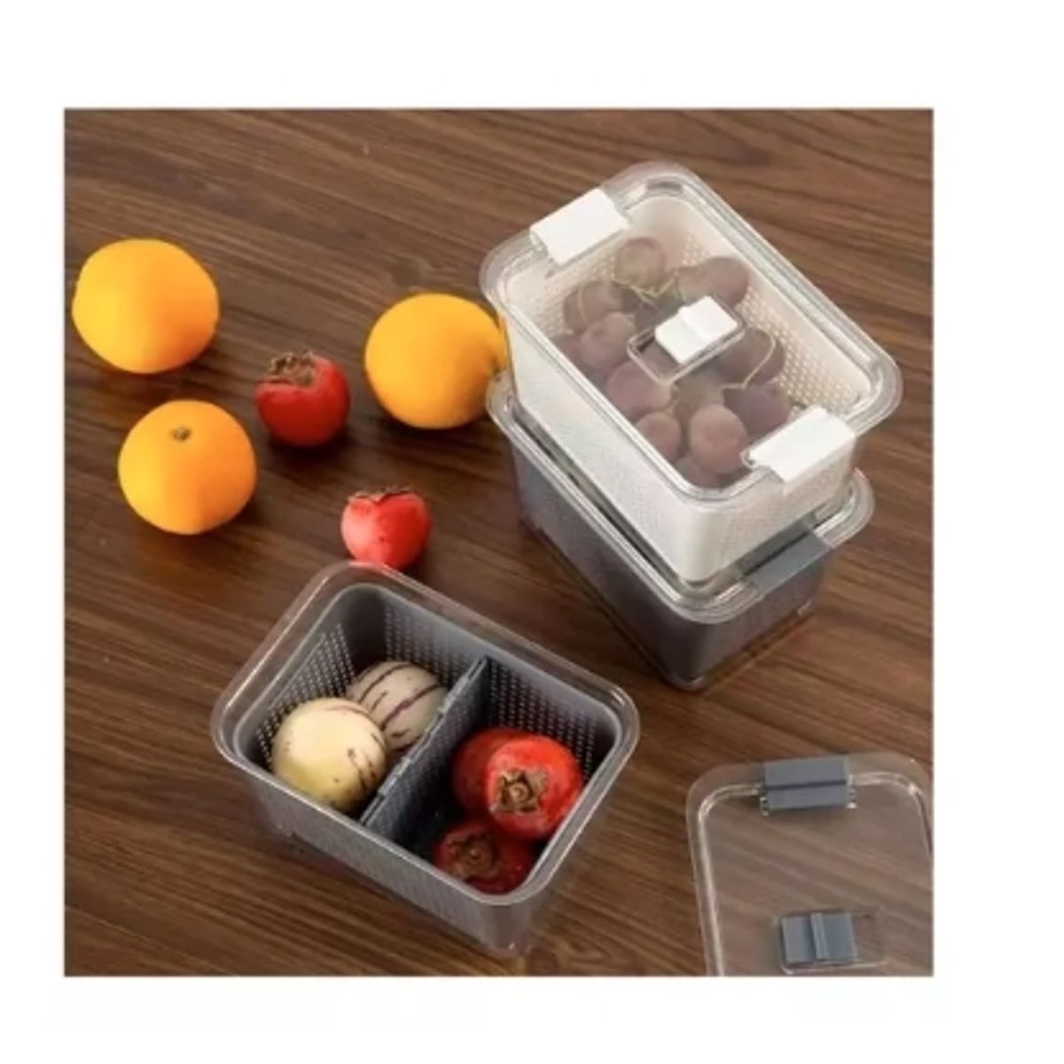 GENERICO - Caja Organizadora Refrigerador Sellada Dispensa Multiuso Color Gris