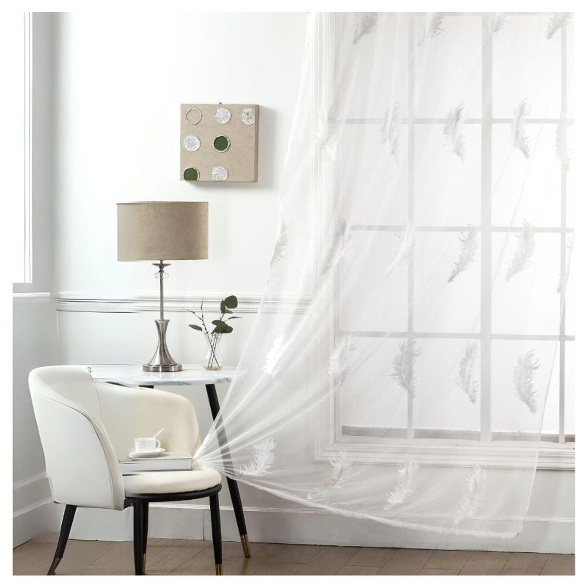 GENERICO - Visillos blancos con diseño bordados 230x140cm