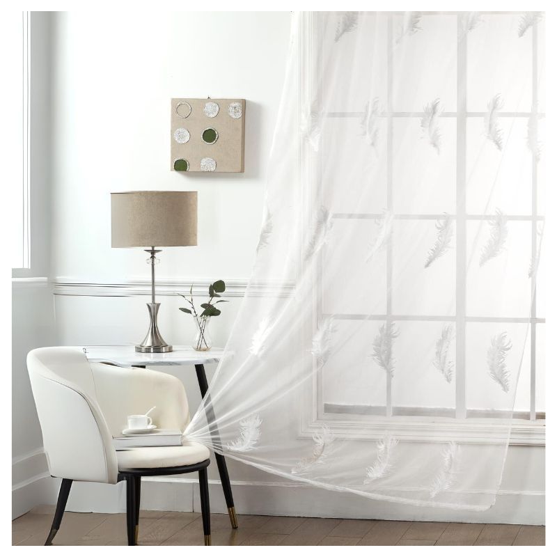 GENERICO - Visillos blancos con diseño bordados 230x140cm