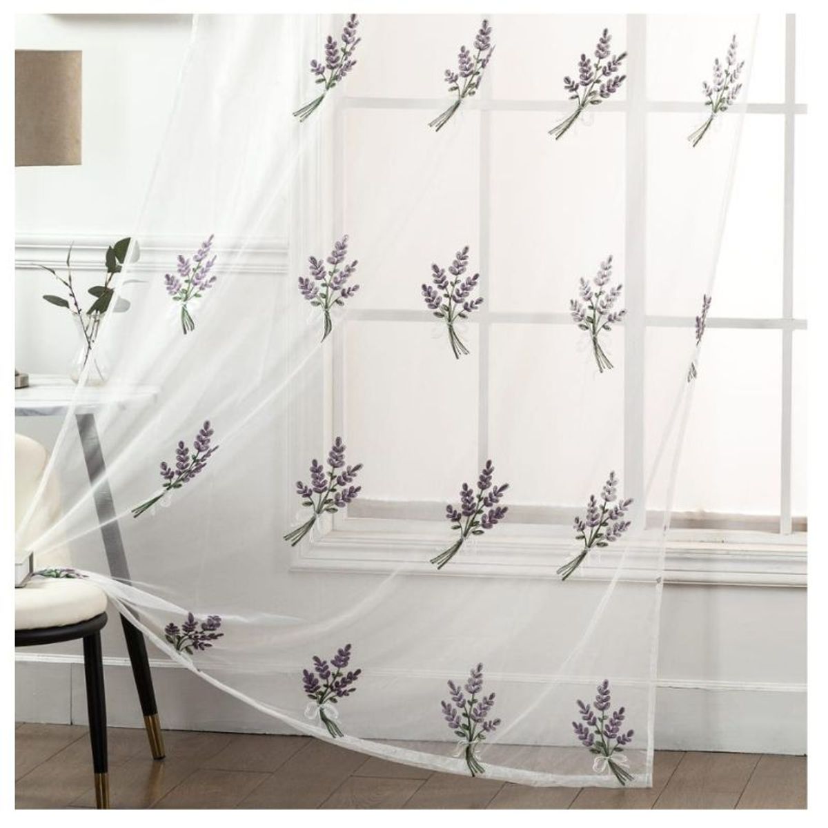 GENERICO - Visillos blancos con diseño bordados 230x140cm