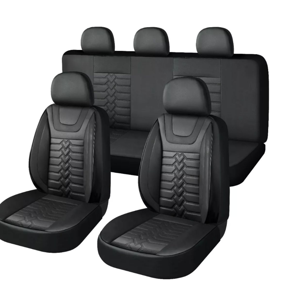 GENERICO - Kit Funda Cubre Asiento Cuero Completo Auto Premium Luxury