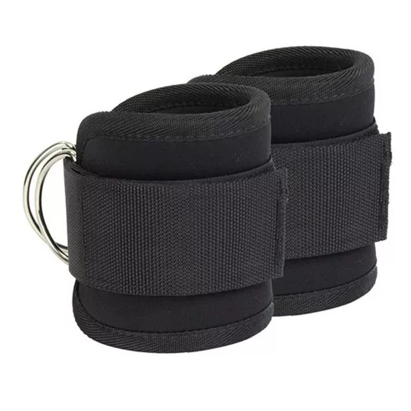 GENERICO - Pack De 2 Tobilleras Para Polea Negra Enganche Gym Glúteos