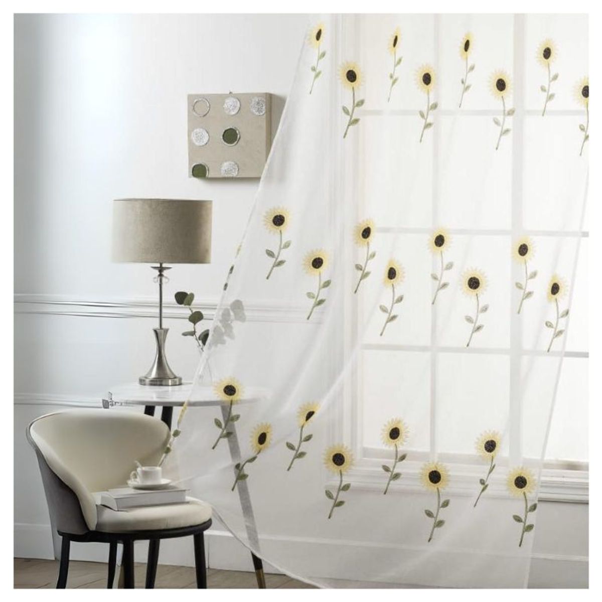 GENERICO - Visillos blancos con diseño bordados 230x140cm