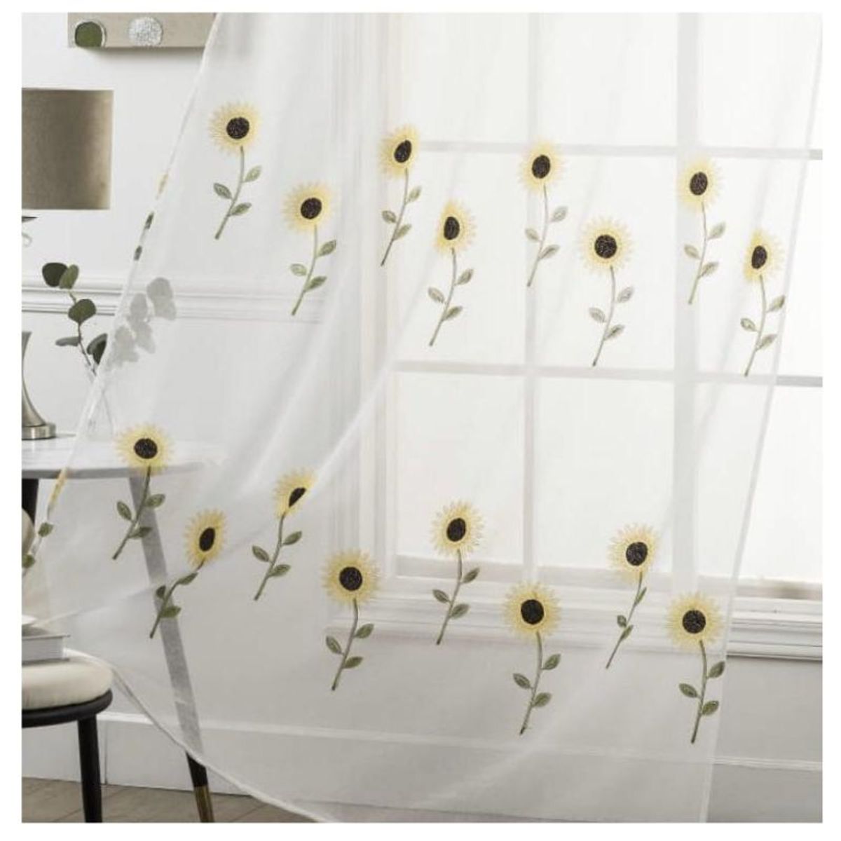 GENERICO - Visillos blancos con diseño bordados 230x140cm