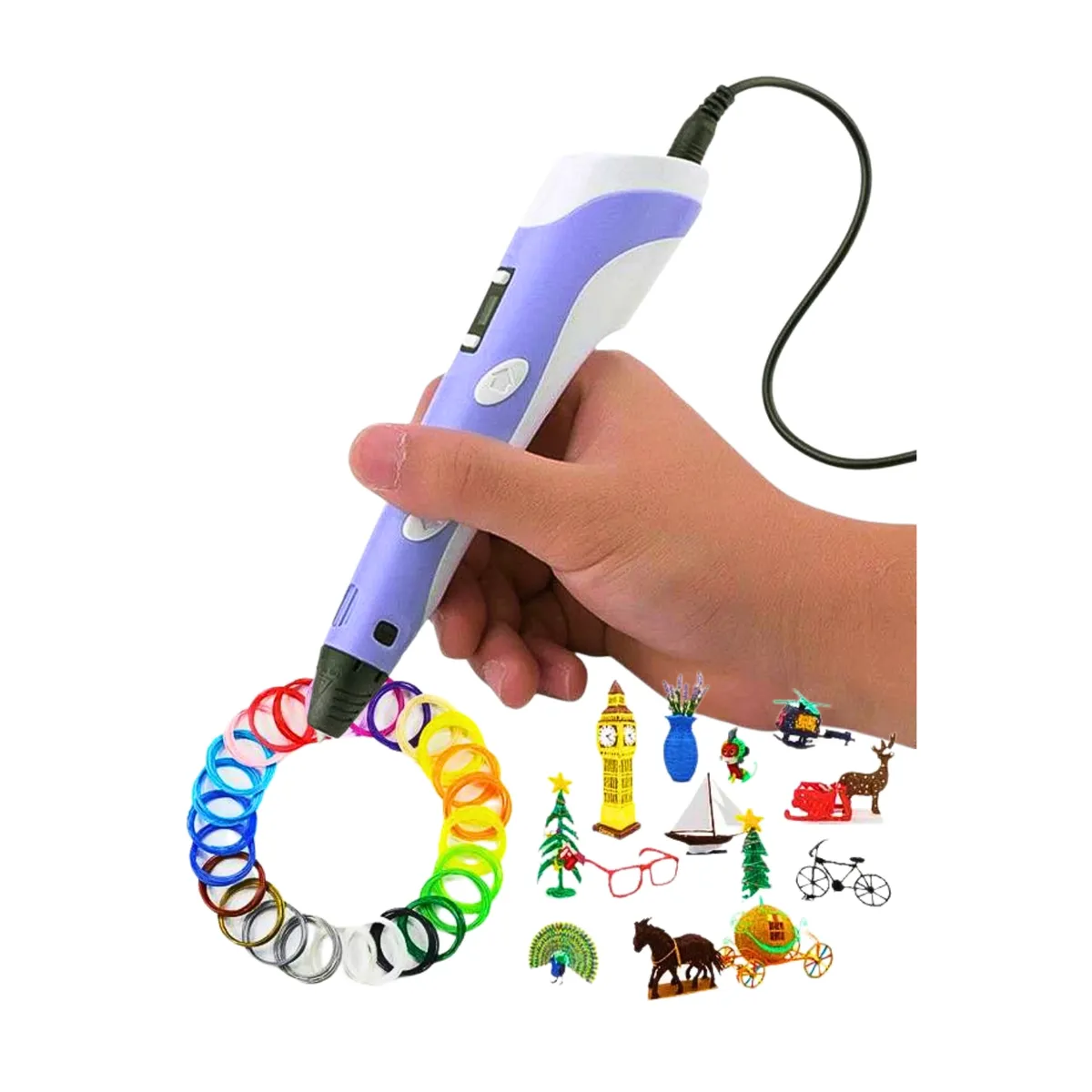 GENERICO - Bolígrafo 3d Lápiz Impresora + Filamentos Dibujo Creatividad