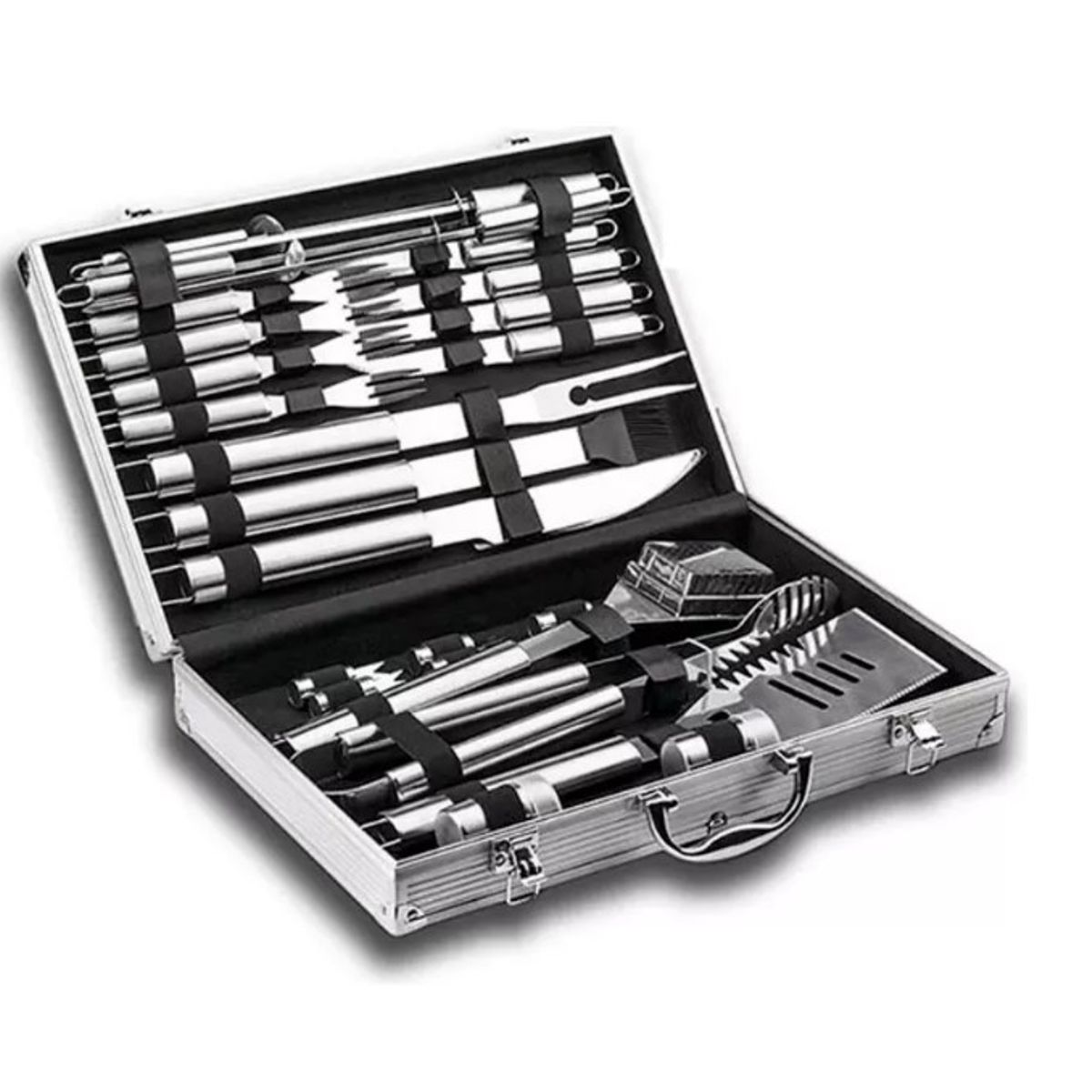 GENERICO - Set Parrillero Asado Barbacoa 26 Pcs En Maleta Kit Parrilla