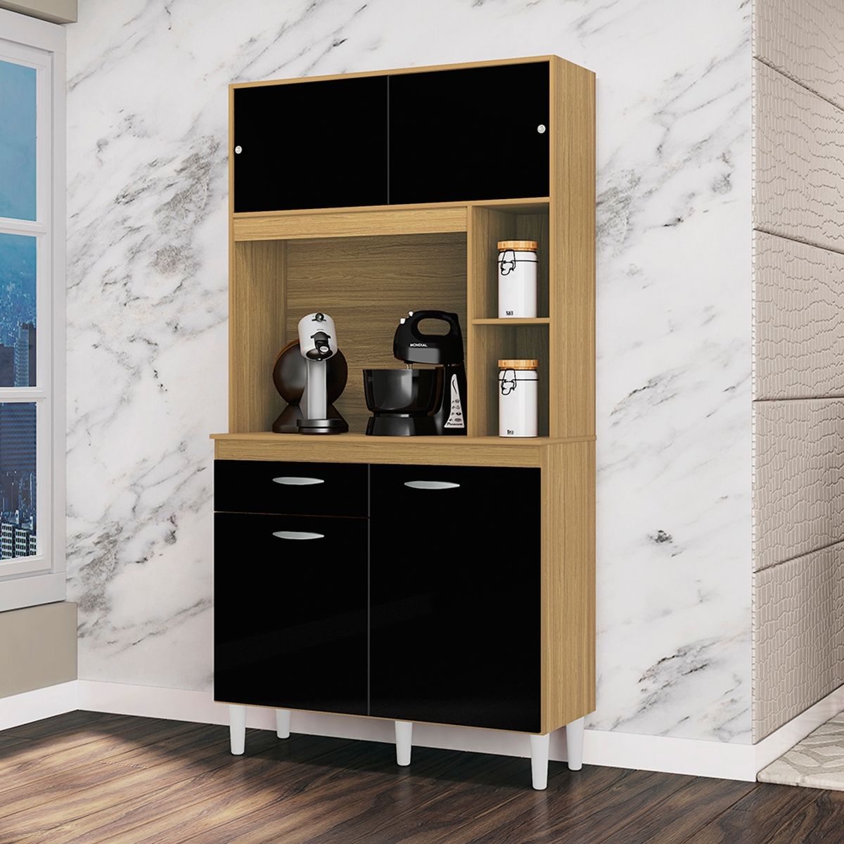 TAHUARI - Mueble de cocina Duna 90 damasco/negro
