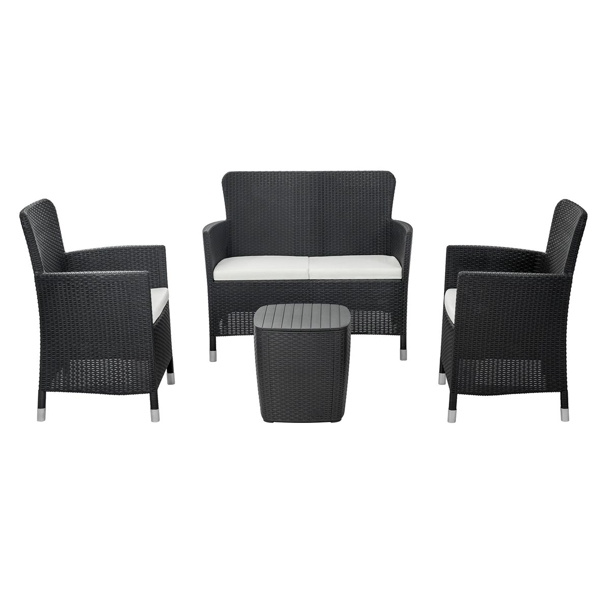 QRUBBER - Juego Terraza Capri Comfort Grafito tipo Rattán MQ QRubber