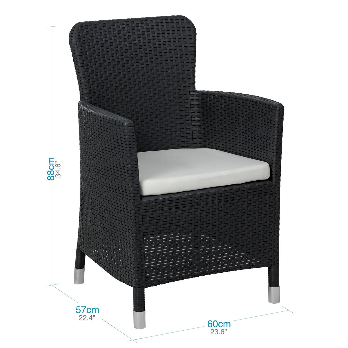 QRUBBER - Juego Terraza Capri Comfort Grafito tipo Rattán MQ QRubber