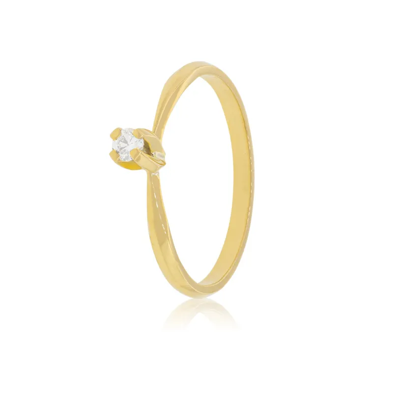 JB JOYAS BARON - Anillo Compromiso Oro Amarillo 18kt  Niza 1x12ptos Diamante