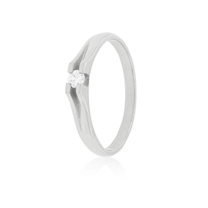 JB JOYAS BARON - Anillo Compromiso Oro Blanco 18kt  Milán 1x12ptos Diamante