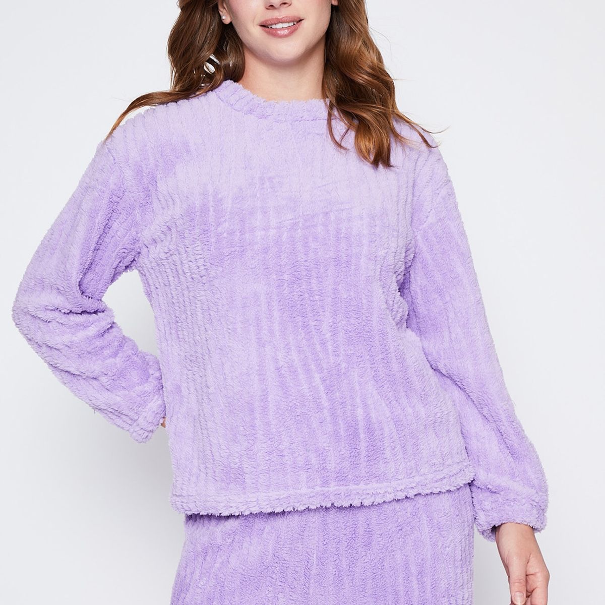 FAMILY SHOP - Pijama Mujer Lila Peludo Liso Family Shop
