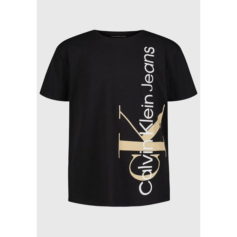 CALVIN KLEIN - Polera Niño Vertical Monologo Negro Calvin Klein