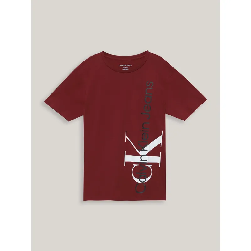 CALVIN KLEIN - Polera Niño Vertical Monologo Rojo Calvin Klein