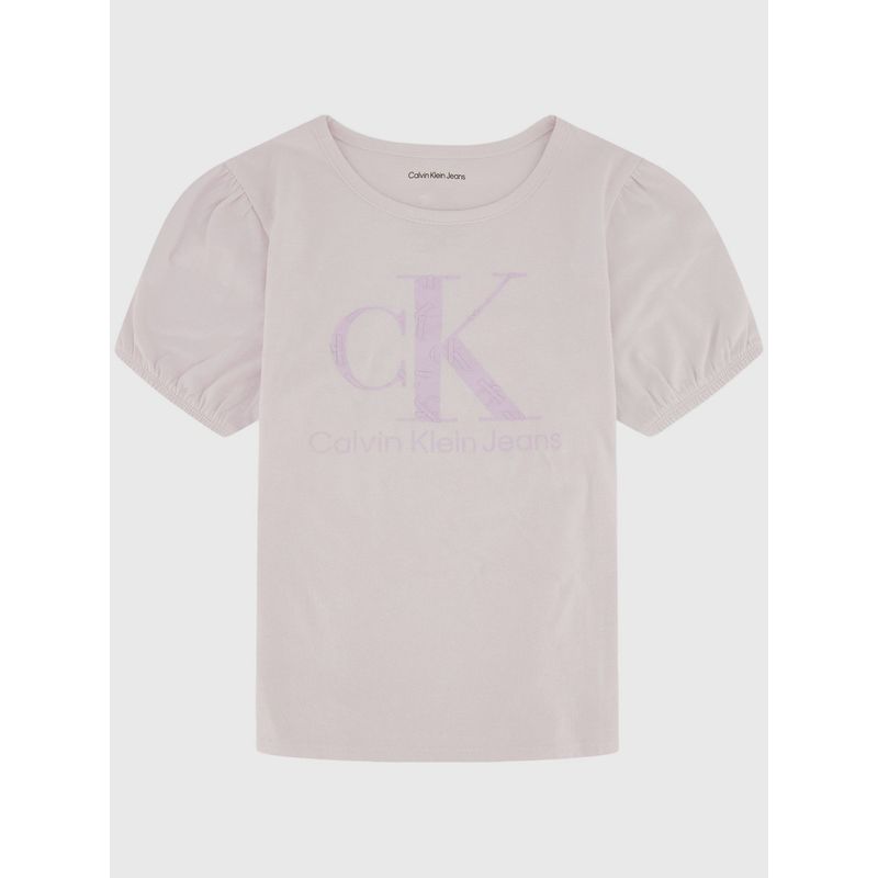 CALVIN KLEIN - Polera Niña Double Monogram Rosado Calvin Klein