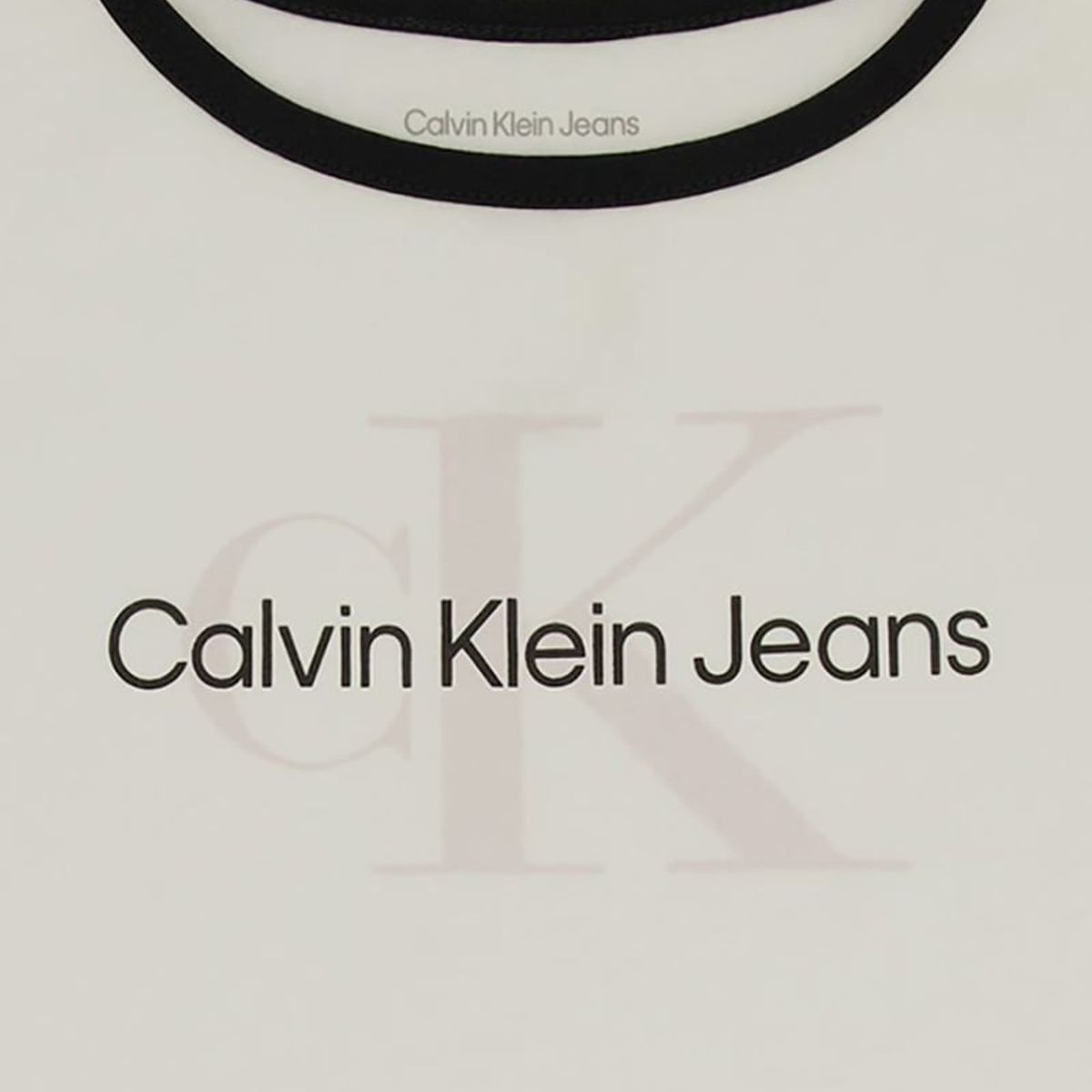 CALVIN KLEIN - Polera Niña Ringer Monogram Blanco Calvin Klein