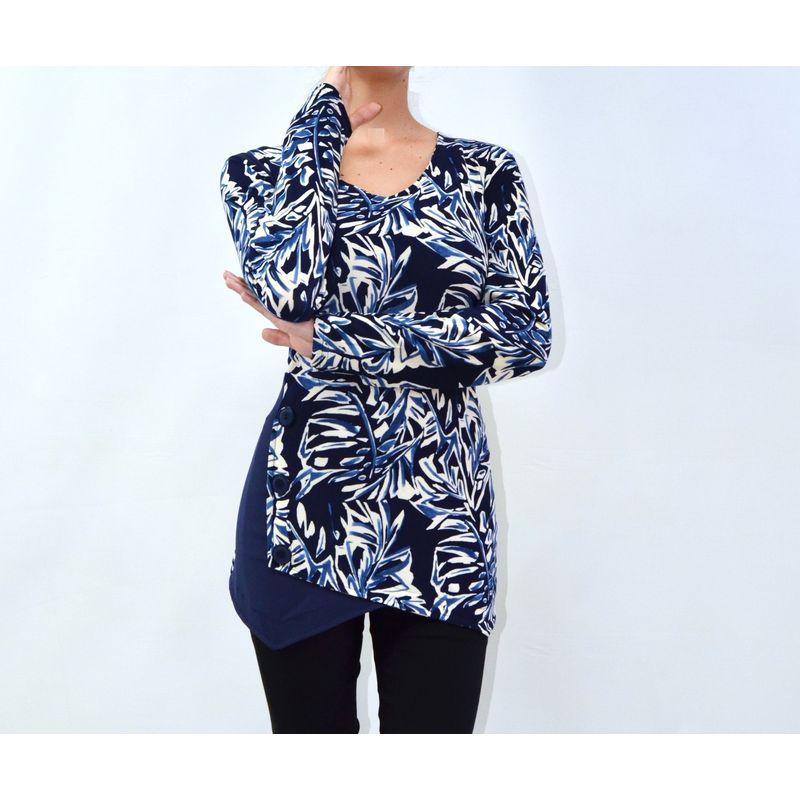 MAGENTA WOMAN - Polera 03 Lycra Estampada Azul Marino