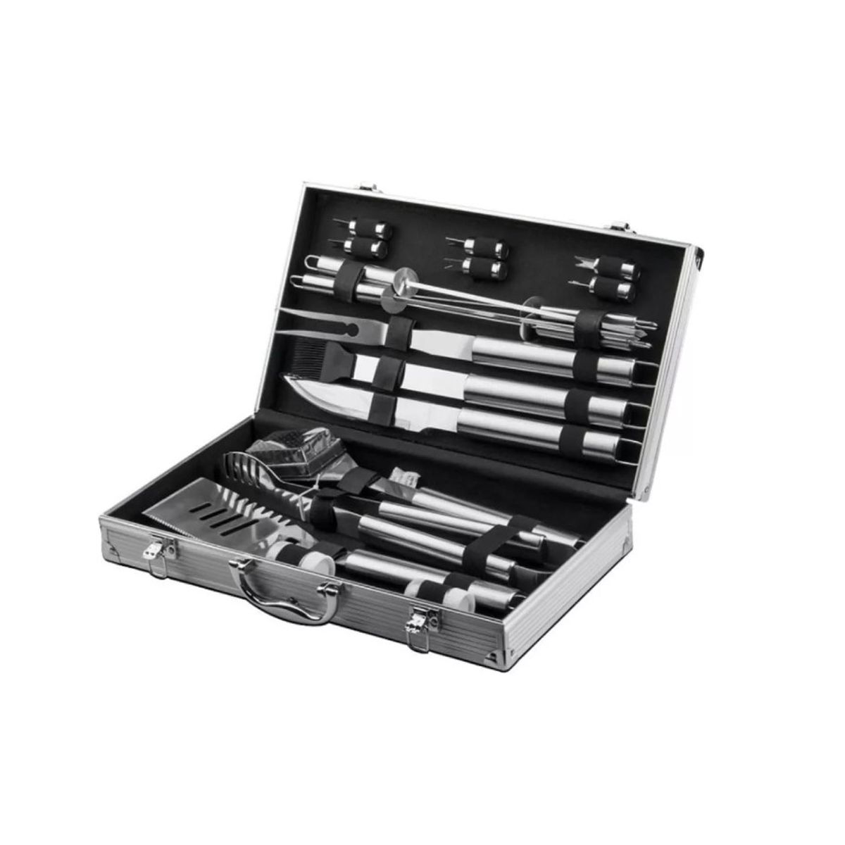 GENERICO - Set Parrillero Asado Barbacoa 18 Pcs En Maleta Kit Parrilla